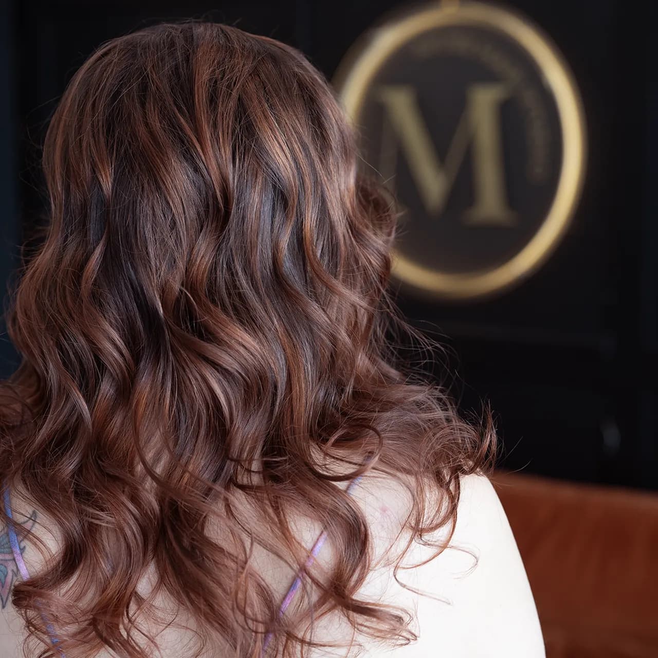 Brunette to blonde transformation with modern lived-in finish in Powell, Ohio