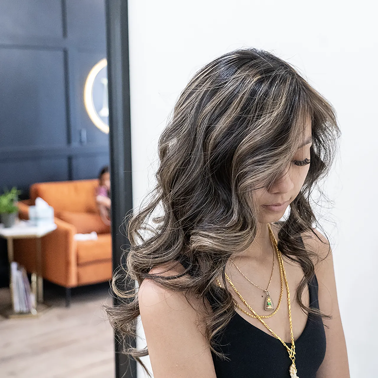 Dimensional blonde balayage in Powell, Ohio at Muse Hair Studio