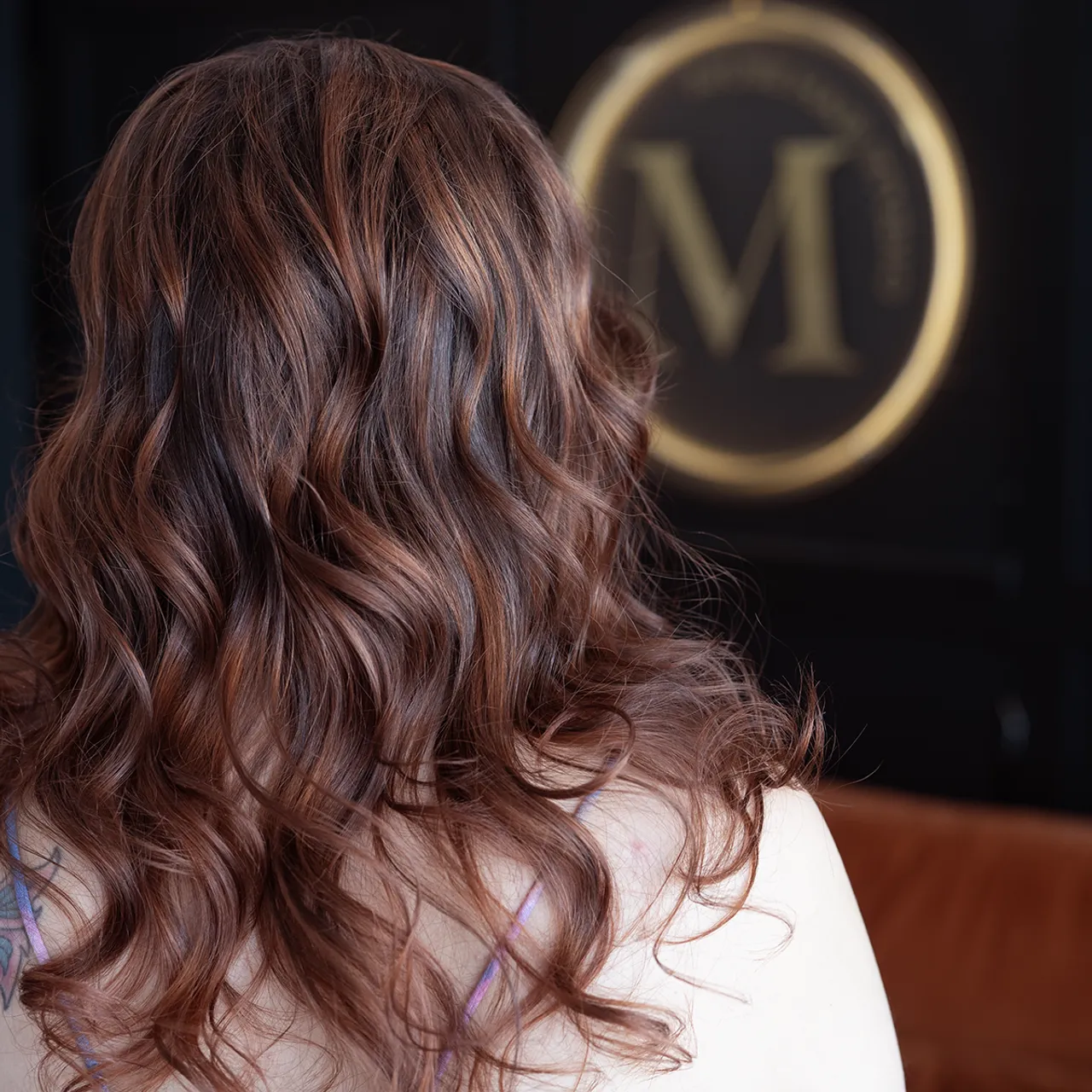 Brunette to blonde transformation with modern lived-in finish in Powell, Ohio